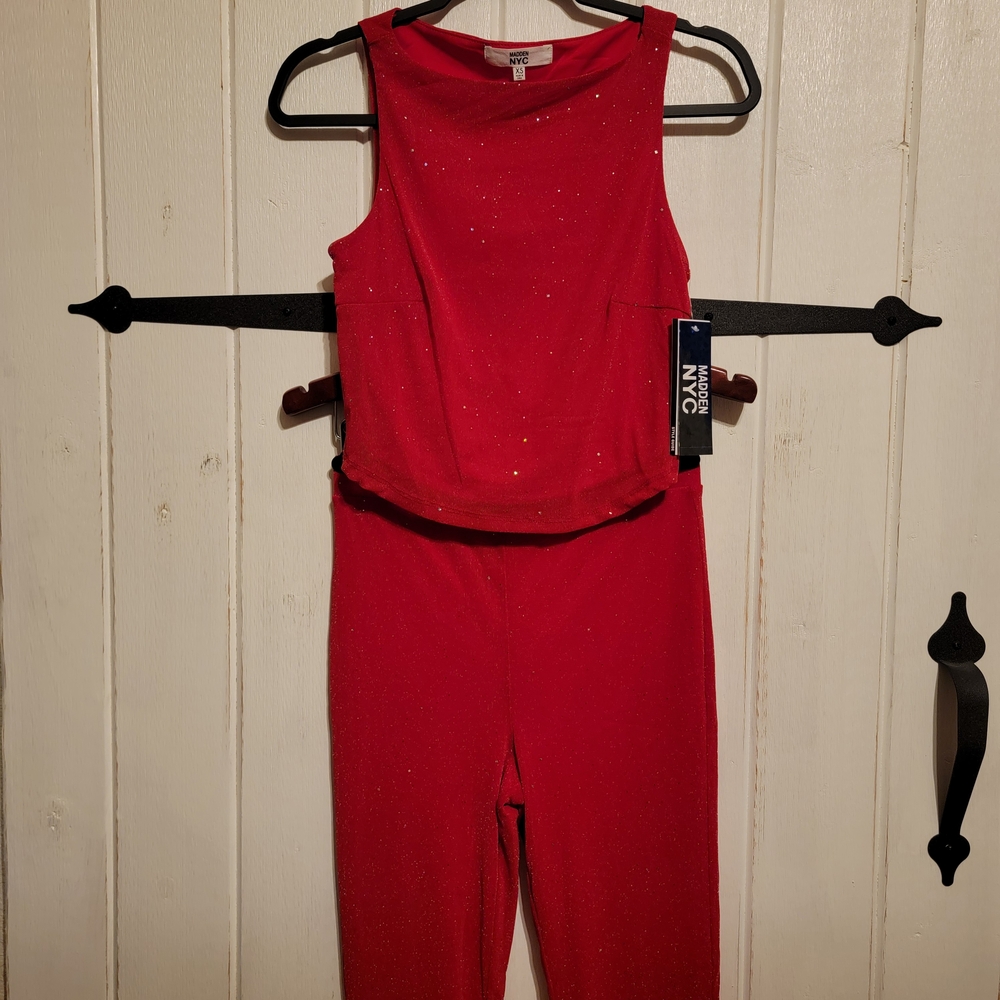 Madden NYC Girl Pant & Top Set Red Size XS